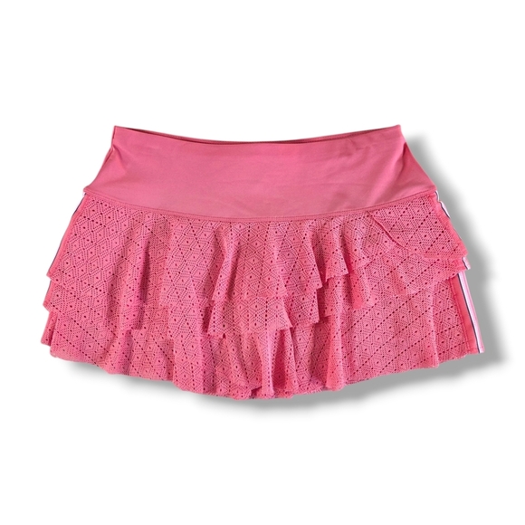 Lucky in Love Dresses & Skirts - LUCKY IN LOVE Patched Stripe Rally Eyelet Tennis Pickleball Skort Skirt Medium